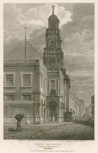 De Royal Exchange, Londen, kijkend naar het zuidwesten door English School