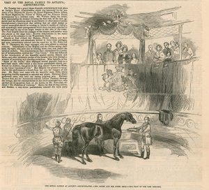 De Koninklijke Familie in Astleys Amphitheatre, Londen - De heer Batty en zijn paard Beda door English School
