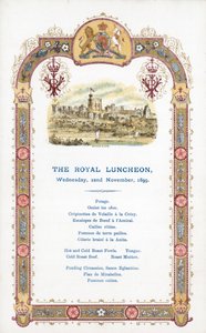 Het Koninklijk Lunch, woensdag 22 november 1899, menu door English School