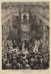 Het koninklijk huwelijk in Darmstadt, de ceremonie in de kapel van het oude kasteel door English School