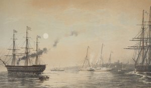 Het koninklijke jacht voor Margate avond van 5 maart 1863, uit Een gedenkteken van het huwelijk van Edward VII en Alexandra van Denemarken, uitgegeven 1864