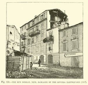 De Rue Debray, Nice, beschadigd door de aardbeving aan de Rivièra, 1887