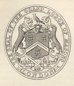 Het zegel van de Grand Lodge of Masons, Londen, voor 1813, uit 