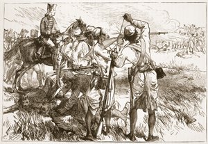 De Sepoys bij Buxar, illustratie uit Cassells Geïllustreerde Geschiedenis van India door James Grant, uitgegeven 1879 door English School