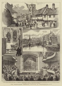 Het Shakespeare Memorial Festival in Stratford-on-Avon (gravure) door English School