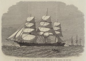 Het schip Glad Tidings, met een lading Amerikaanse katoen, de haven van Liverpool binnenkomend door English School