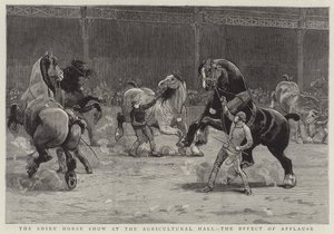 De Shire Horse Show in de Agricultural Hall, het effect van applaus