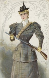 Het schietende meisje (chromolitho) door English School