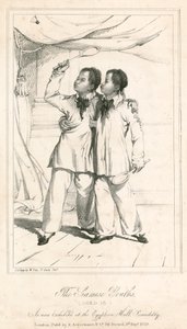 De Siamese Jongens (18 jaar oud), een nieuwe tentoonstelling in de Egyptische Hal, Piccadilly