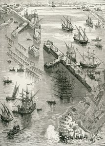 Het Beleg van Rochelle, uit De Geschiedenis van Frankrijk, door Emile de Bonnechose, uitgegeven door Ward, Lock en Co, Londen door English School