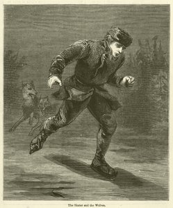 De schaatser en de wolven (gravure)