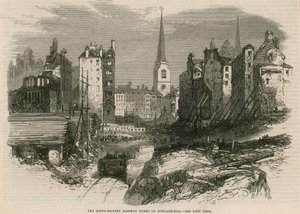 De Zuid-Oostelijke Spoorwegwerken op Dowgate Hill, Londen door English School