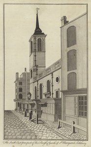 Het Zuidoostelijke Uitzicht van de Parochiekerk van St Margaret Lothbury, Londen door English School