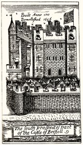 Het zuidelijke uitzicht van een deel van het kasteel van Bristoll, pub. 1893