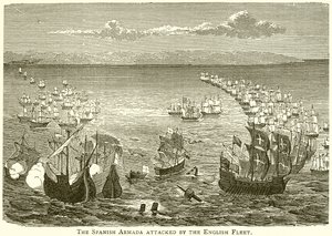 De Spaanse Armada Aangevallen door de Engelse Vloot