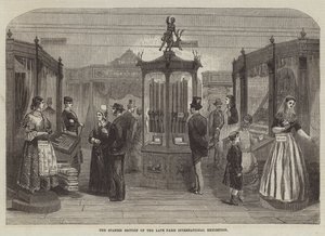 De Spaanse sectie van de laatste Internationale Tentoonstelling van Parijs (gravure) door English School