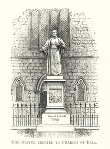 Het Standbeeld opgericht voor Charles van Bala (gravure) door English School