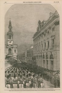 De Strand - de processie passeert Somerset House - de Scots Greys