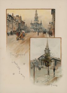 The Strand kijkend naar het oosten, St Martin in the Fields door English School