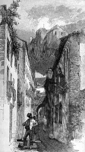 De straat onder het Alcazar, Malaga, Spanje, uit 