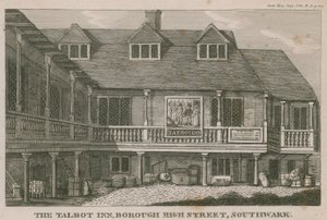 The Tabard Inn, Southwark door English School