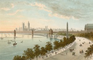 De Thames Embankment - kijkend naar het westen door English School