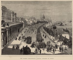 De Thames Embankment, kijkend naar St Pauls door English School