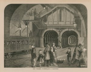 De Thames Tunnel als een spoorweg door English School