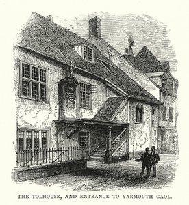 Het Tolhuis en de ingang naar de gevangenis van Yarmouth (gravure) door English School