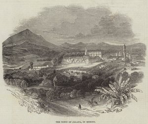 De stad Jalapa, in Mexico (gravure)