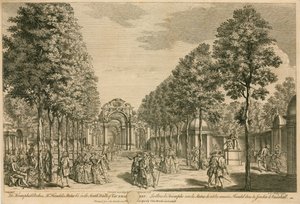 De Triomfbogen, Mr Handels Standbeeld, in de Zuidelijke Wandelgang van Vauxhall-tuinen, Londen door English School
