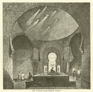 Het Turkse bad, Jermyn Street (gravure) door English School