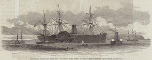 De Amerikaanse poststoomboot "Atlantic" wordt naar haar ligplaats gesleept tegenover Haulbowline, Queenstown door English School