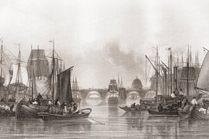 The Upper Pool, Pool of London, Rivier de Theems, Londen, Engeland door English School