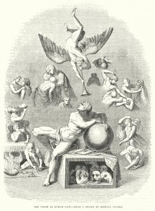 De visie van het menselijk leven (gravure) door English School