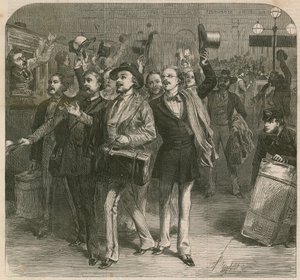 De Oorlog: Vertrek van de Pruisen van Charing-Cross Station door English School
