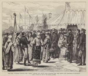 De oorlog, Roemenen dansen de "Hora" voor de Groothertog Nicolaas en de prins en prinses van Roemenië