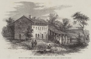 De oorlog in Italië, Oostenrijkse post bij de spoorbrug in Valenza (gravure) door English School