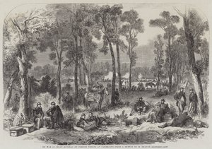 De oorlog in Italië, bivak van Franse troepen bij Cameriano (gravure) door English School