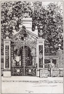 De waterside ingang, Cremorne Gardens door English School