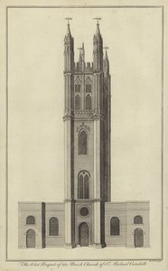 Het westelijke aanzicht van de parochiekerk van St Michael, Cornhill, Londen