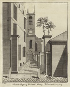 Het Westelijke Uitzicht van de Parochiekerk van St Olave in de Old Jewry, Londen