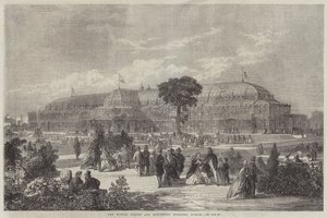 De wintertuin en tentoonstellingsgebouw, Dublin (gravure) door English School
