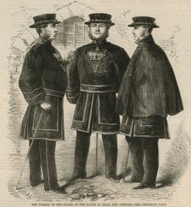 De Yeomen of the Guard in de Tower in hun nieuwe kostuum