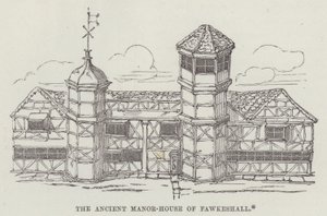 Het oude landhuis van Fawkeshall (gravure)