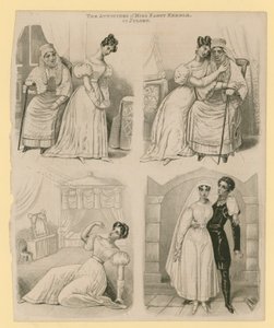 De houdingen van Miss Fanny Kemble als Juliet door English School