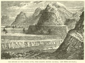 De banken van de Fraser River, nabij Lilloet, Brits-Columbia door English School