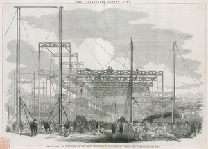 Het gebouw in Hyde Park, Londen, voor de Grote Tentoonstelling van 1851 door English School
