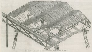 Het gebouw in Hyde Park, Londen, voor de Grote Tentoonstelling van 1851 door English School