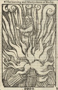 De verbranding en het martelaarschap van Kerby (gravure) door English School